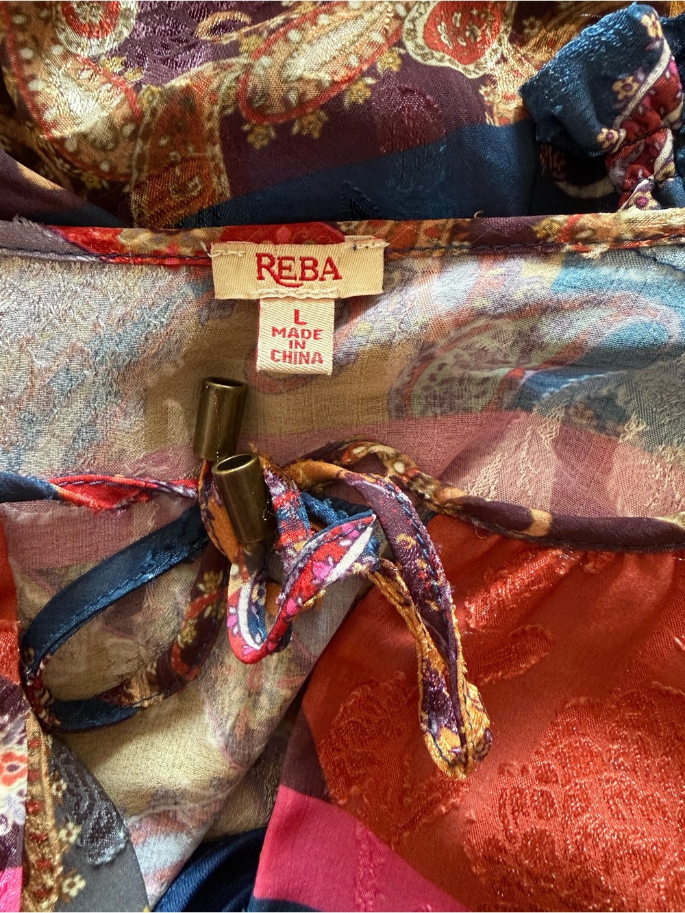 Reba, large, multicolored bohemian patchwork midi dress - Picture 2 of 16